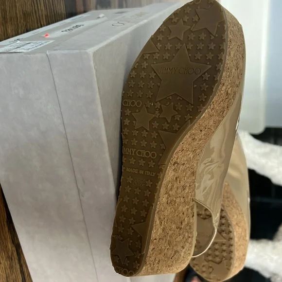 Jimmy Choo Praise Patent wedges-nude color- new in box and dust bag